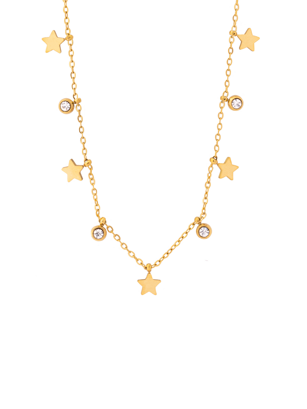 Collar Estrellas, Bolitas y Zirconias Redondas