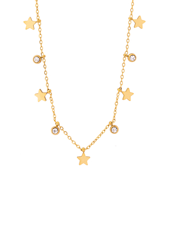 Collar Estrellas, Bolitas y Zirconias Redondas