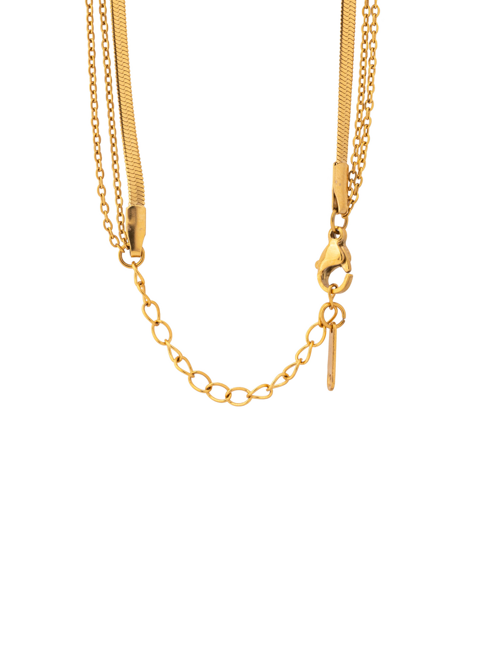Collar Triple Planchado Con Circulos y Dije Luna