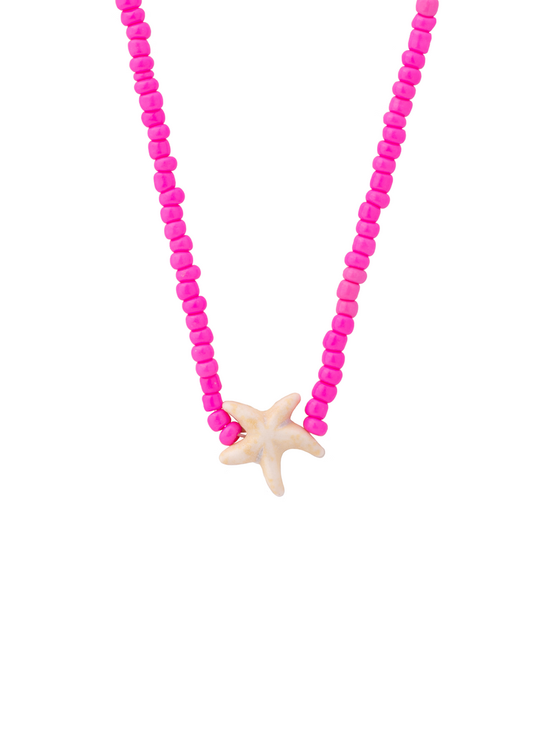 Collar Chaquiras Rosas Con Estrella De Mar
