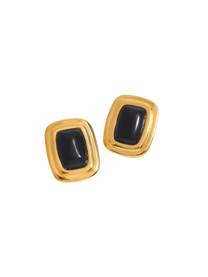 Par Arete Rectangular Ovalado Con Piedra