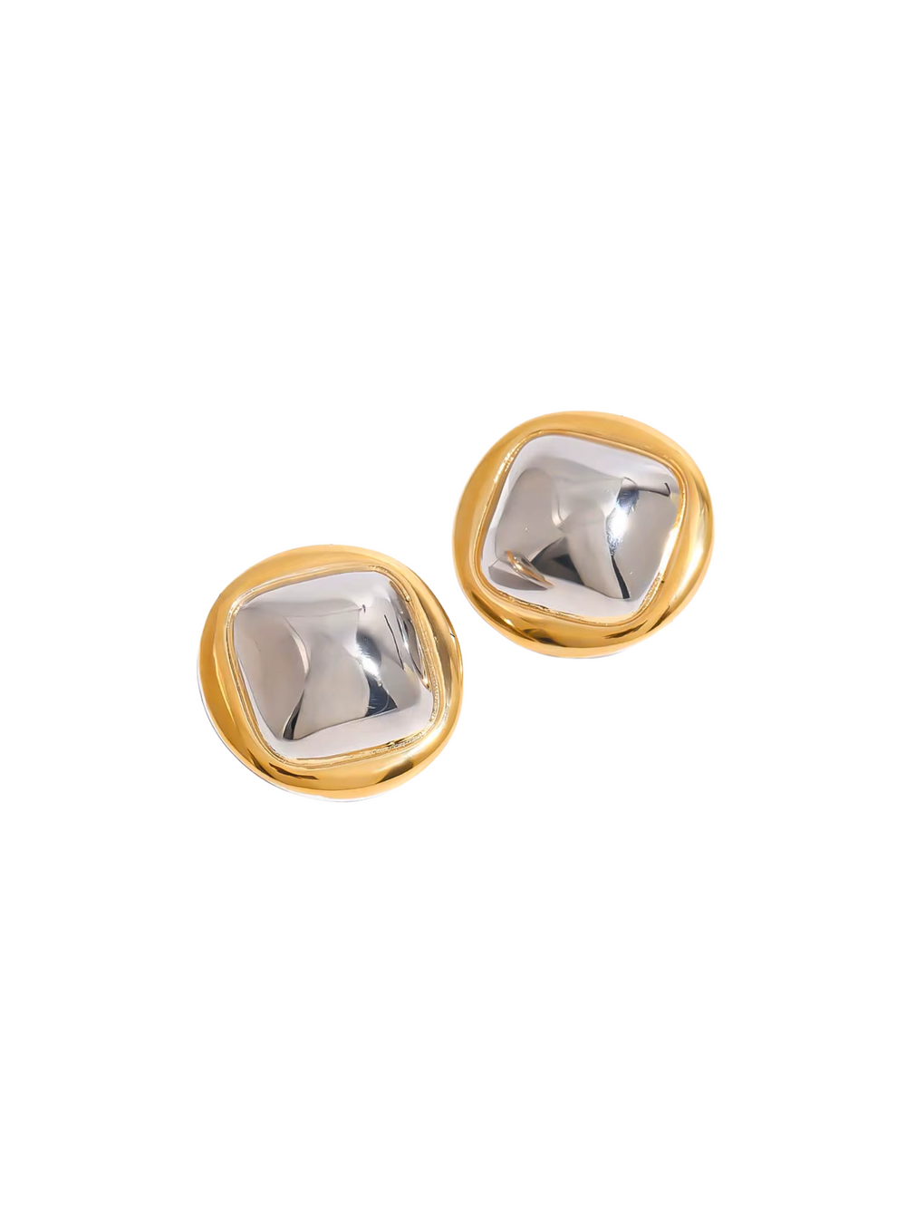 Par Arete Circulo Con Cuadrado Chunky