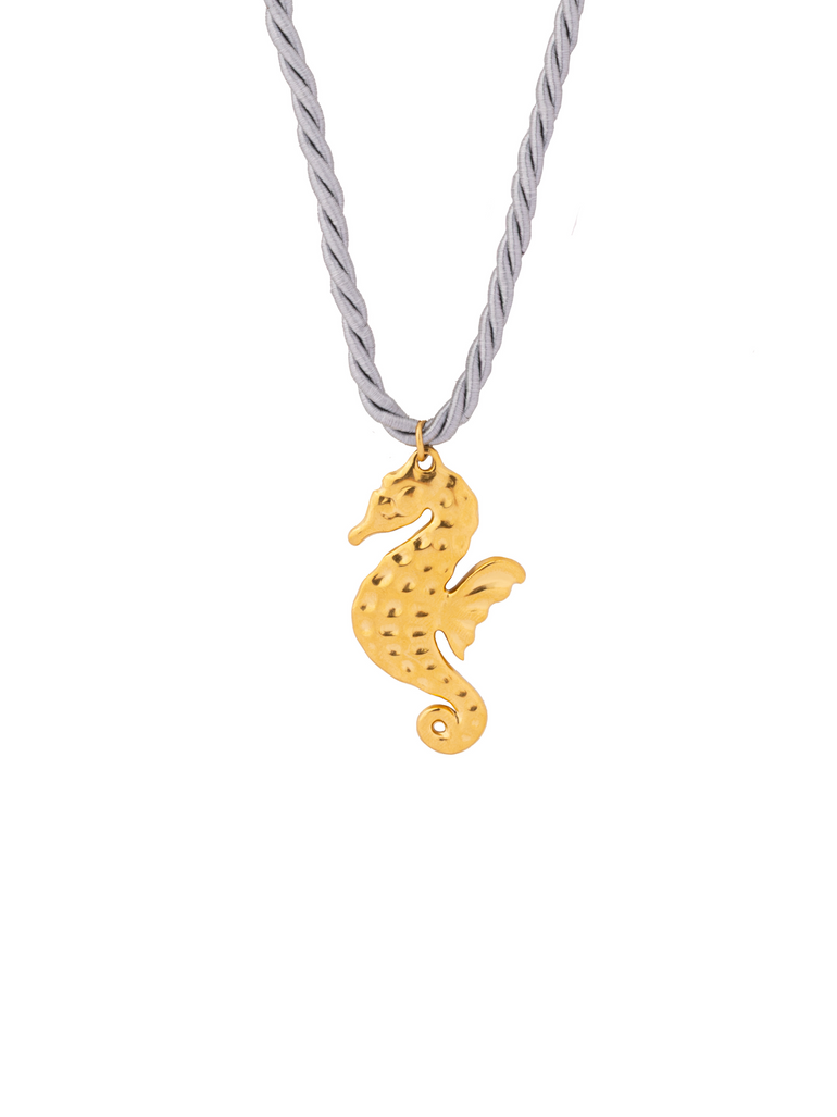 Collar Gris Con Dije Caballito De Mar