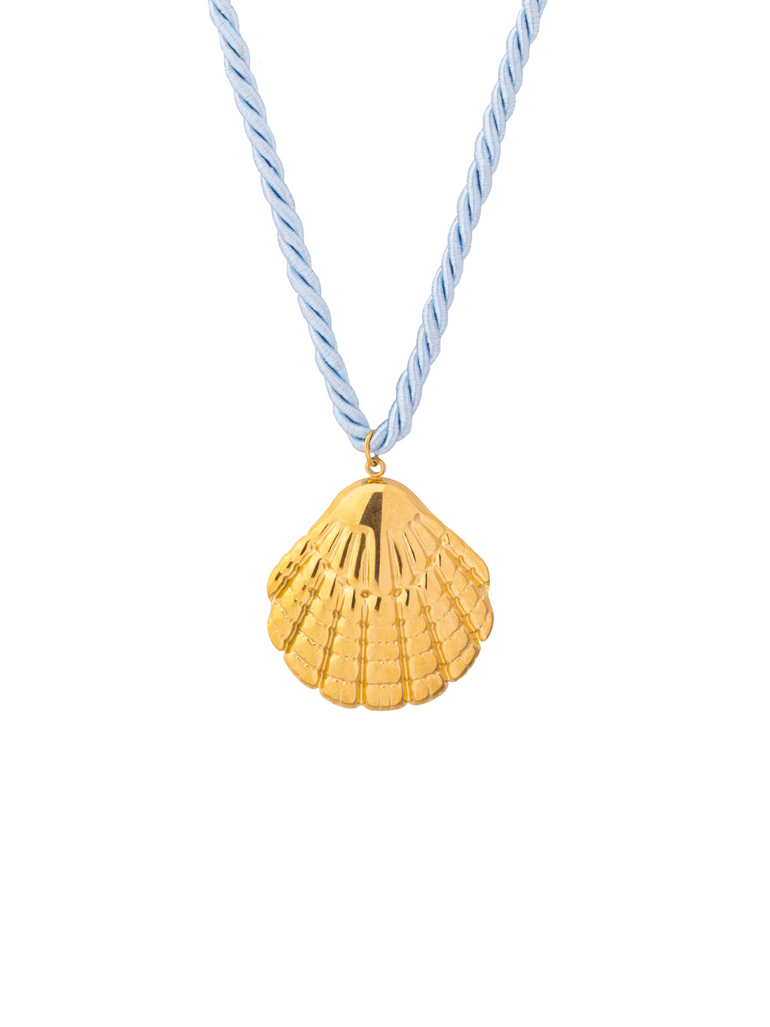 Collar Celeste Con Dije Concha De Mar