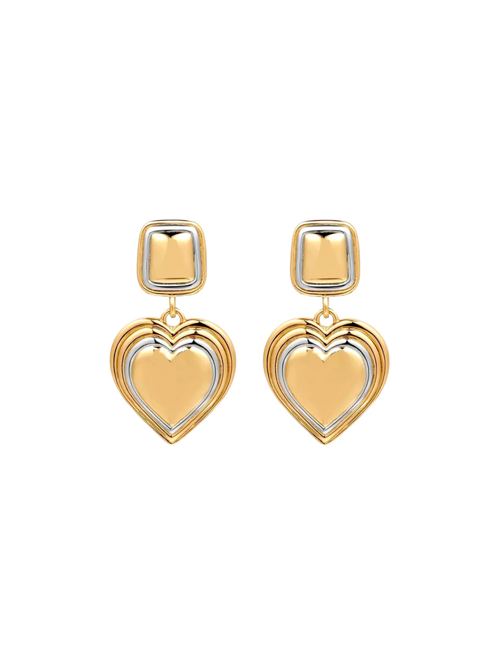 Par Arete Cuadrado Con Corazon Combinado