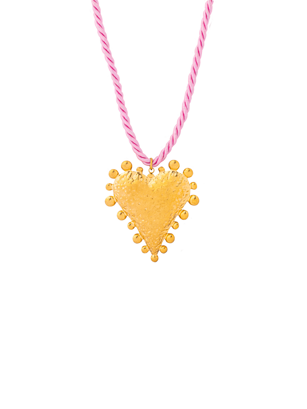 Collar Rosa Con Dije Corazon Chunky
