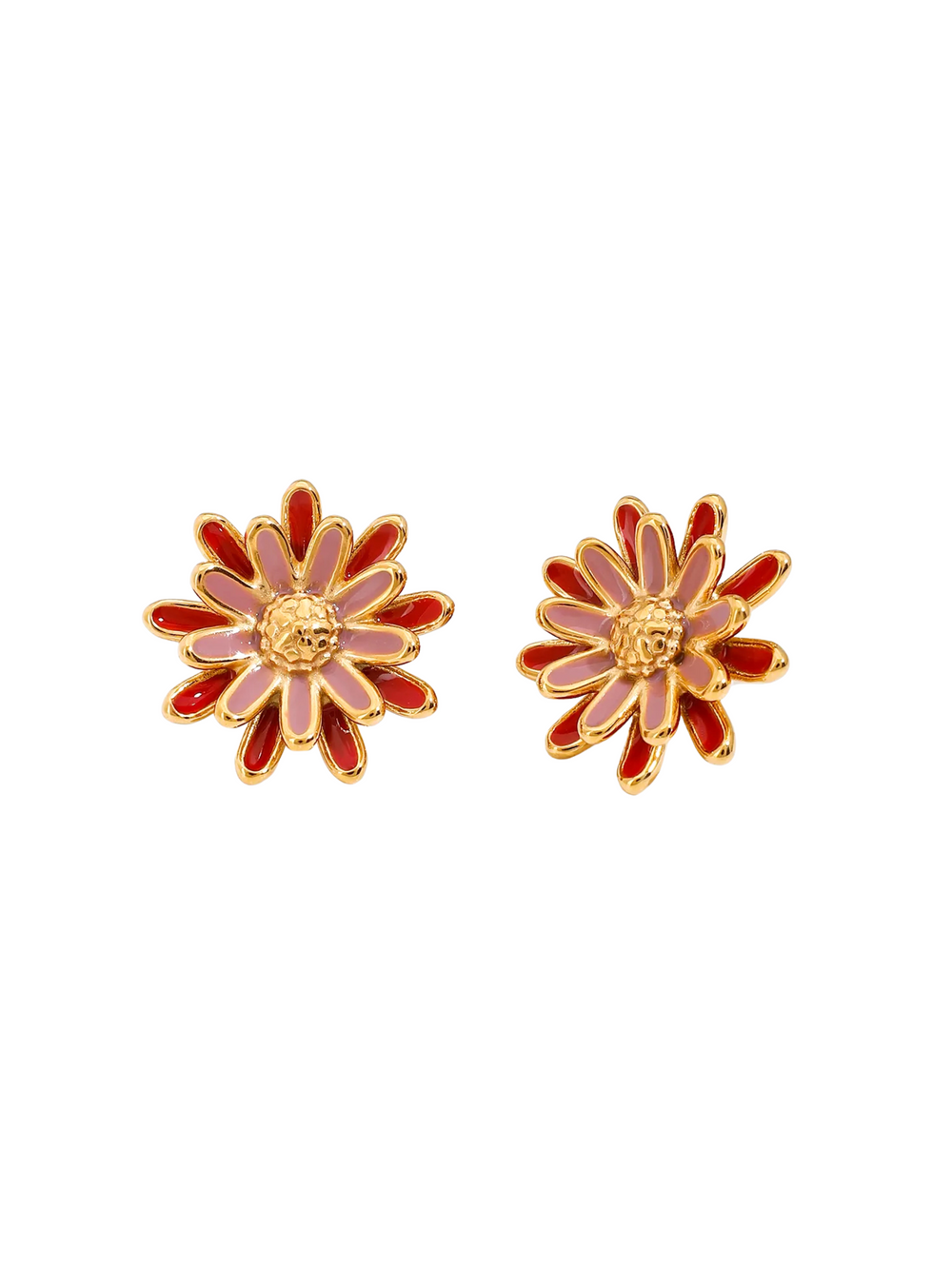 Par Arete Flor Rosa Doble