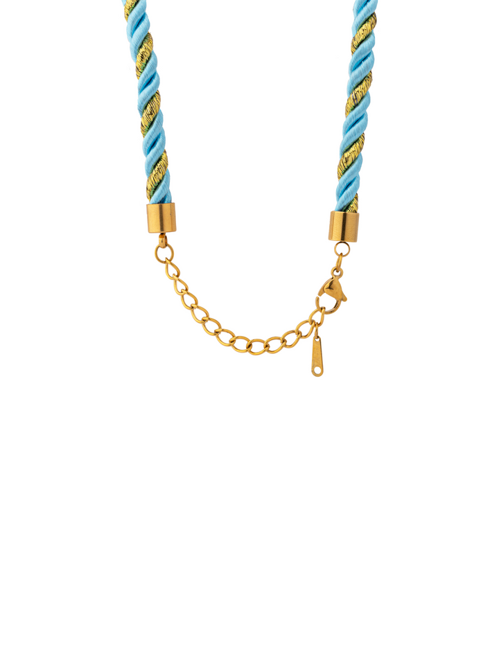 Collar Celeste Con Dorado Dije Estrella De Mar