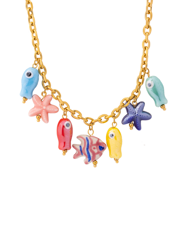 Collar Con Dijes Peces Chunky