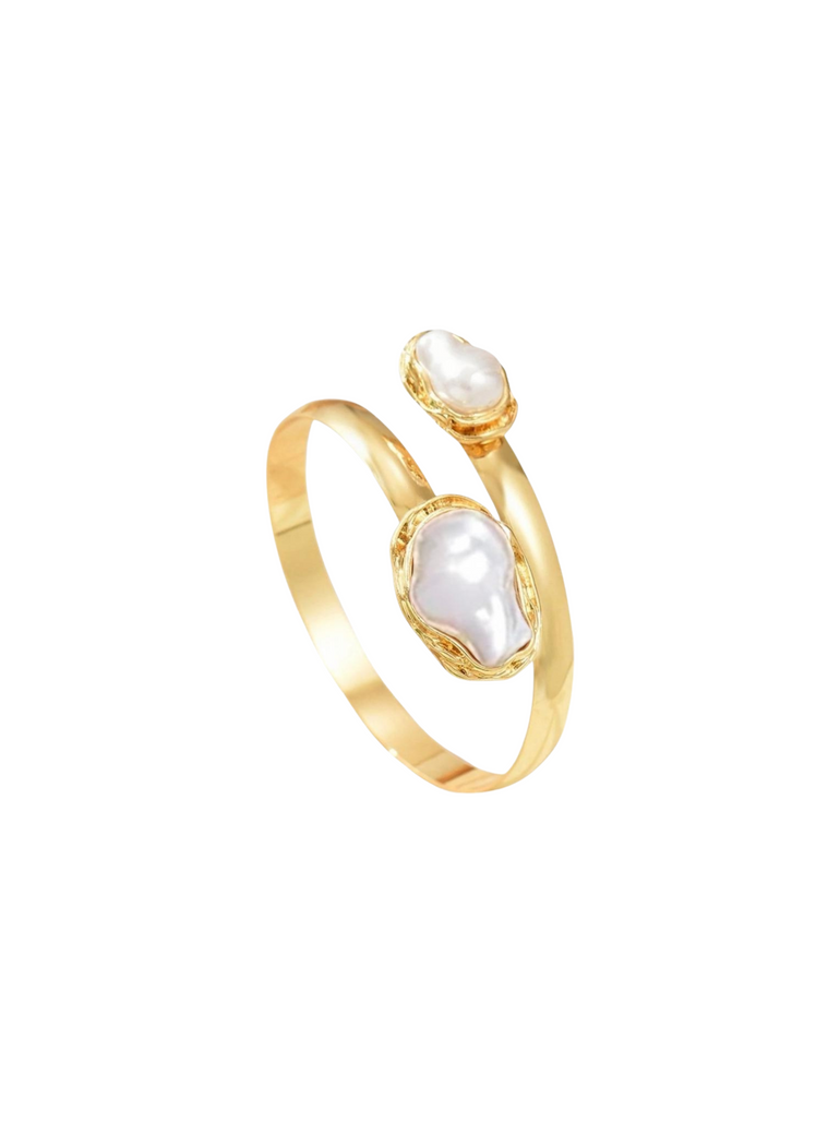 Brazalete Con Doble Perla Irregular