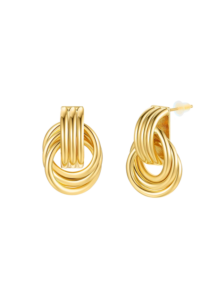 Par Arete Chico Triple Linea Con Circulos