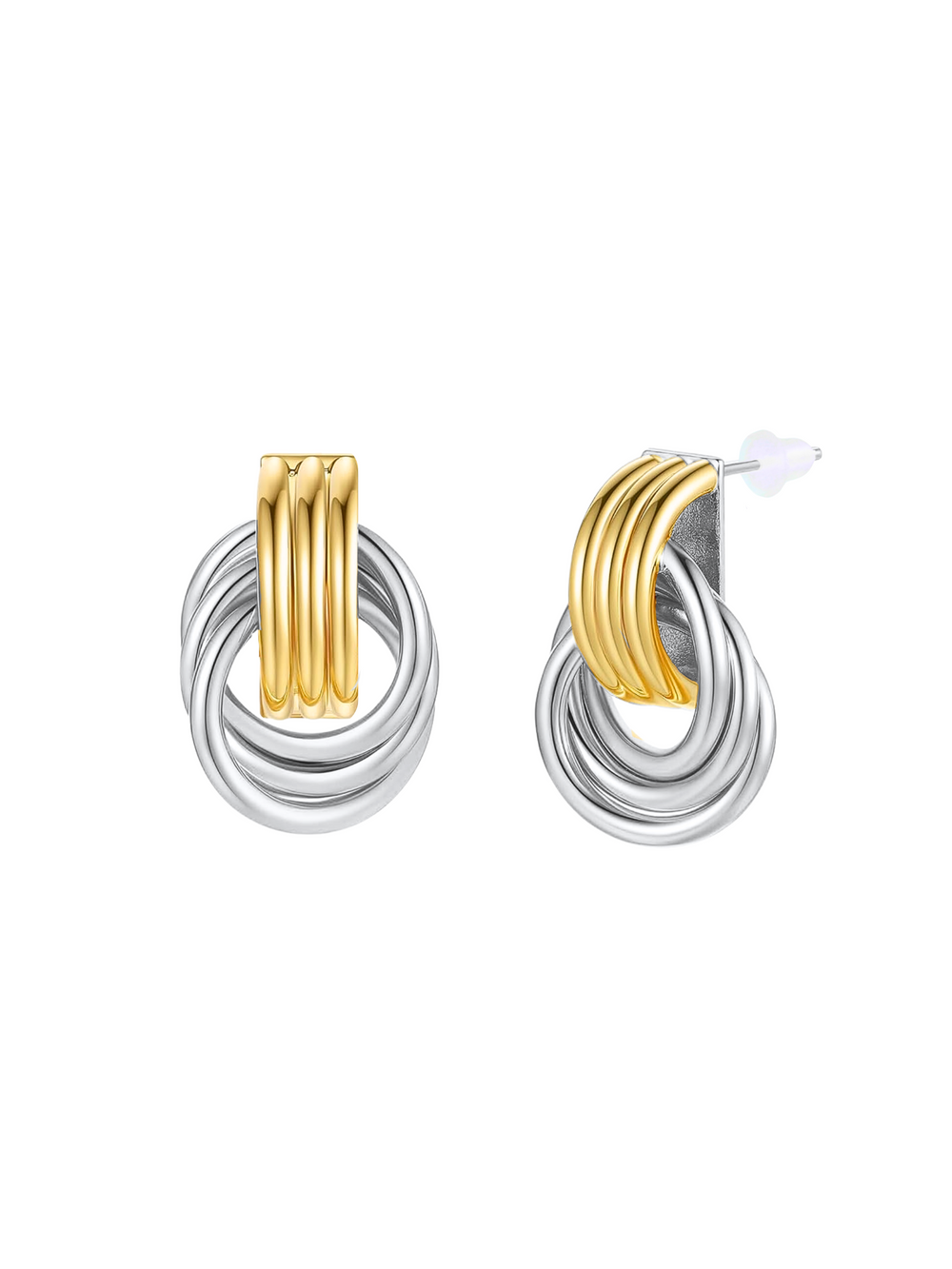 Par Arete Chico Triple Linea Con Circulos