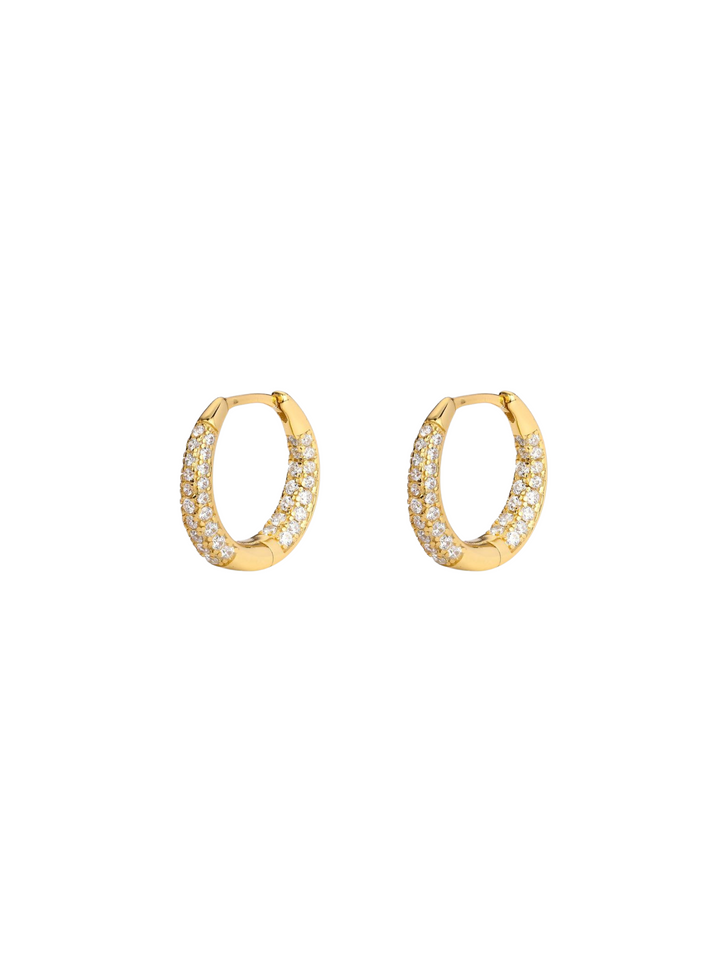 Par Arracada Ovalada Con Zirconias 14 mm