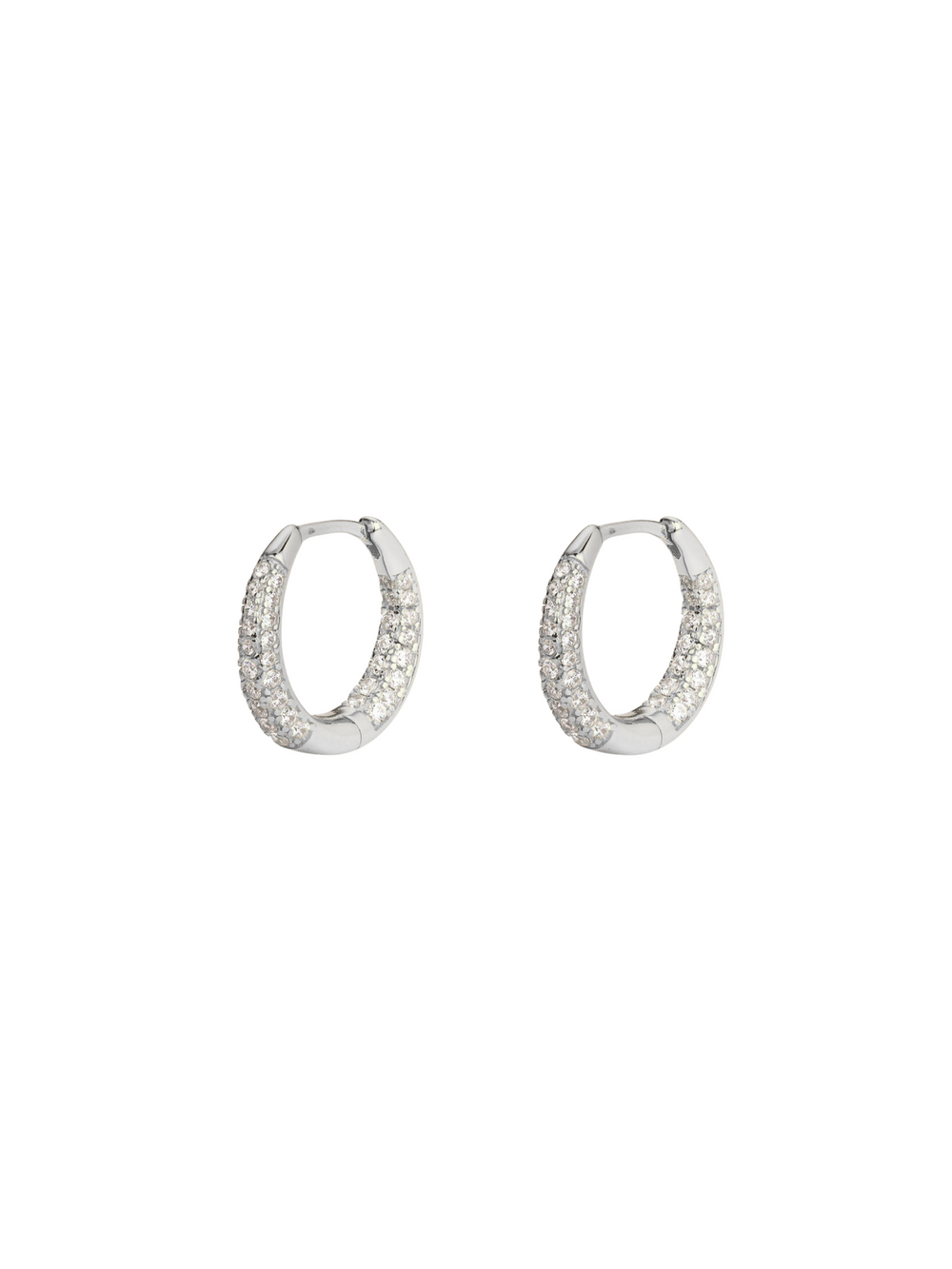 Par Arracada Ovalada Con Zirconias 14 mm