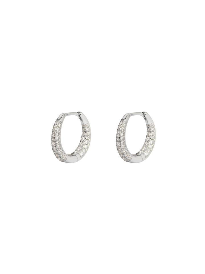 Par Arracada Ovalada Con Zirconias 14 mm