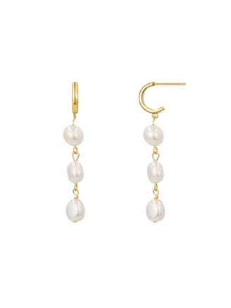 Par Arracada Con Tira Triple Perla