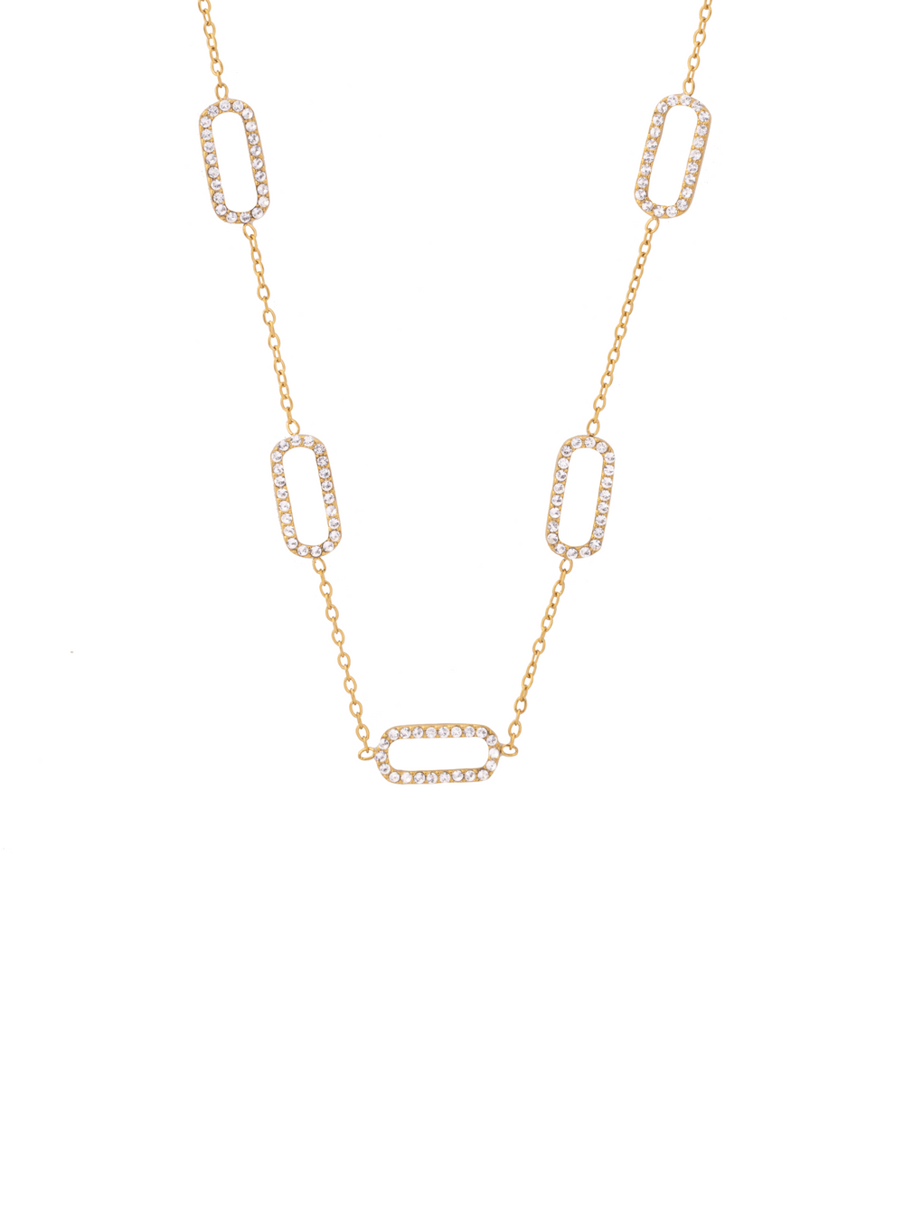 Collar Con Cinco Ovalos Zirconias