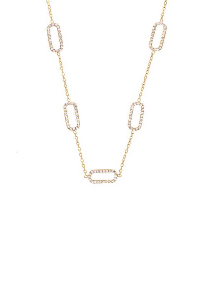 Collar Con Cinco Ovalos Zirconias