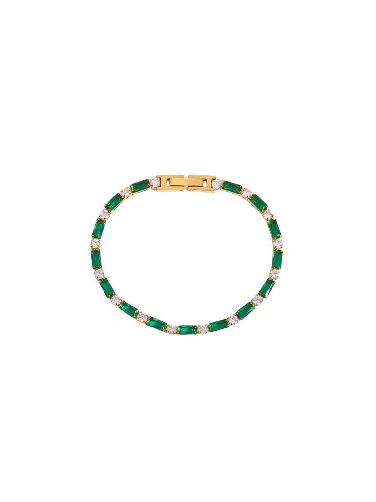Pulsera Baguettes Verdes Con Zirconias