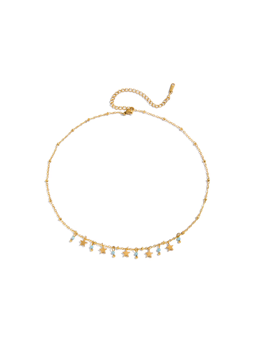 Collar Con Estrellas y Piedritas Azules