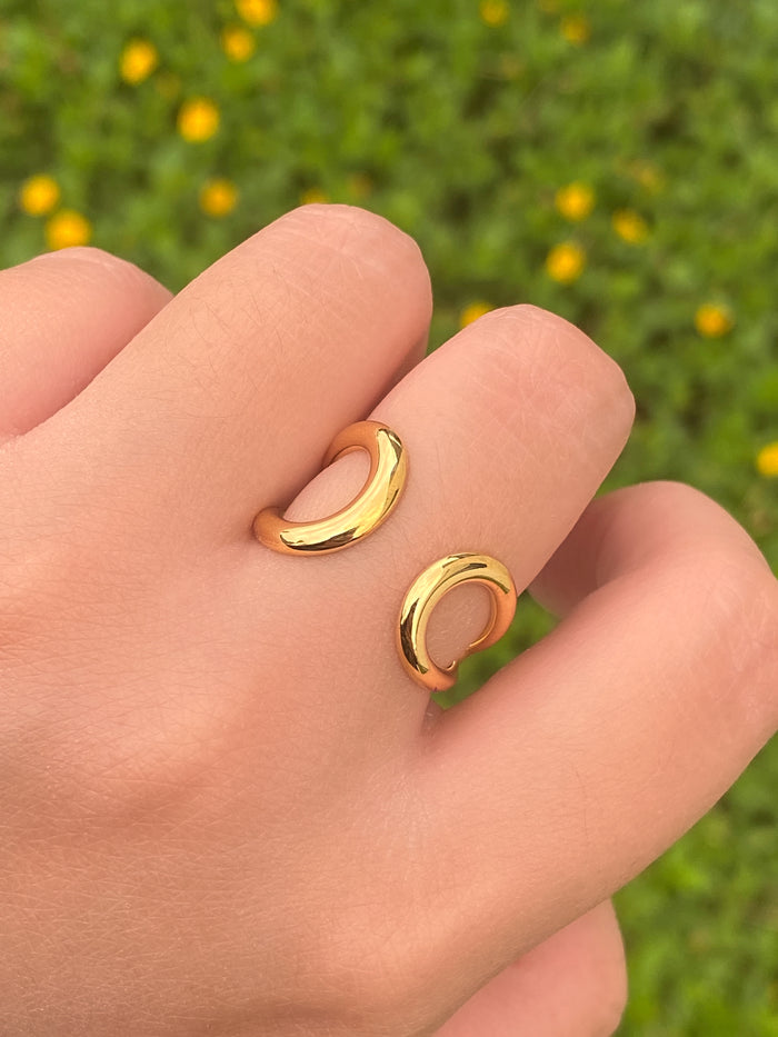 Anillo Abierto Doble Circulo