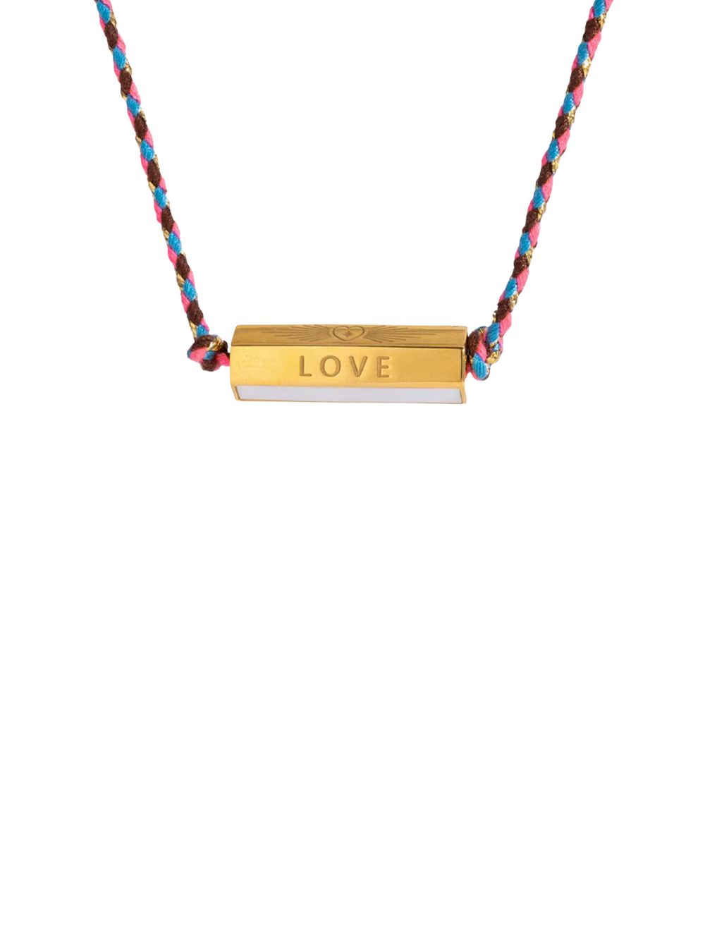 Collar Cordón Multicolor Con Dije Hexagonal Love