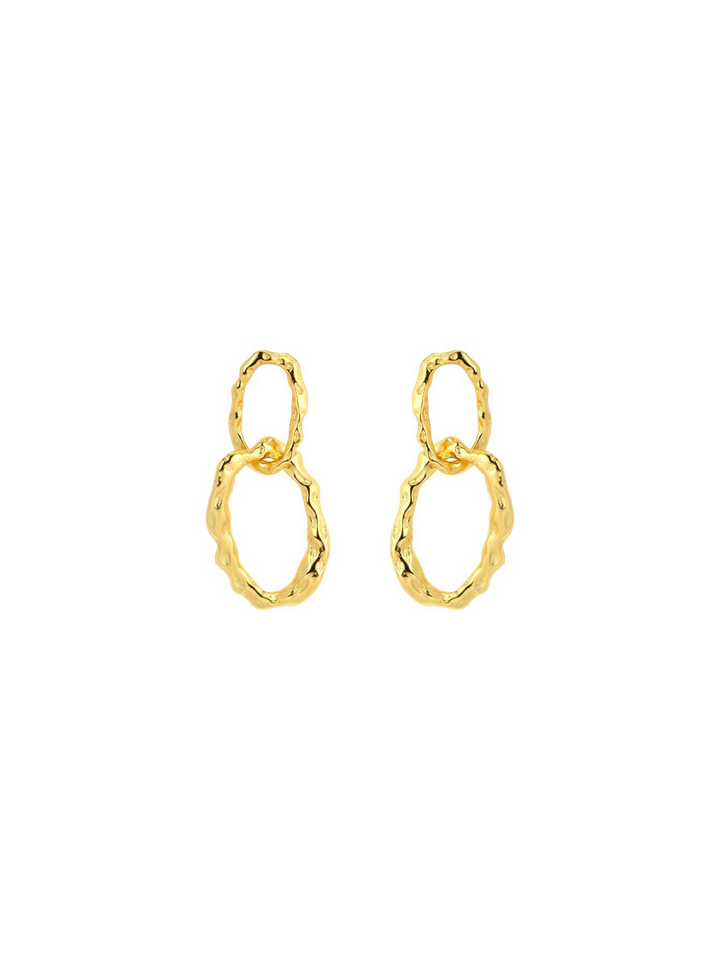 Par Arete Doble Ovalo Irregular