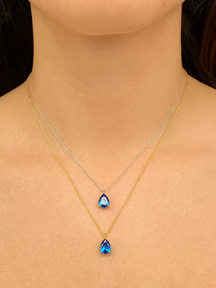 Collar Dije Gota Azul 9 mm