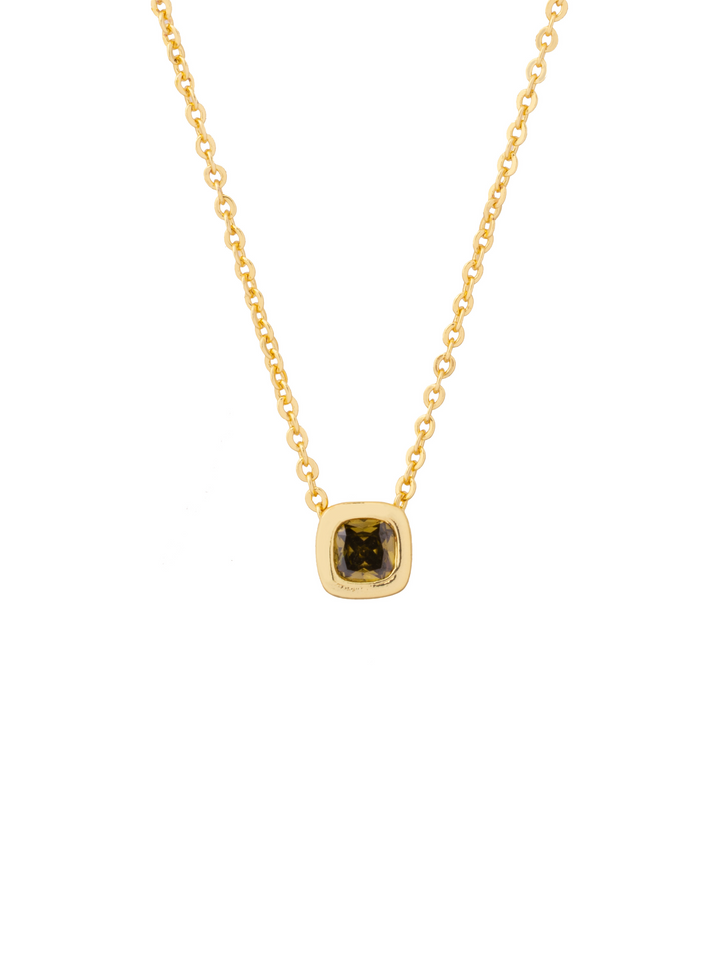 Collar Birthstone Cuadrado Dorado