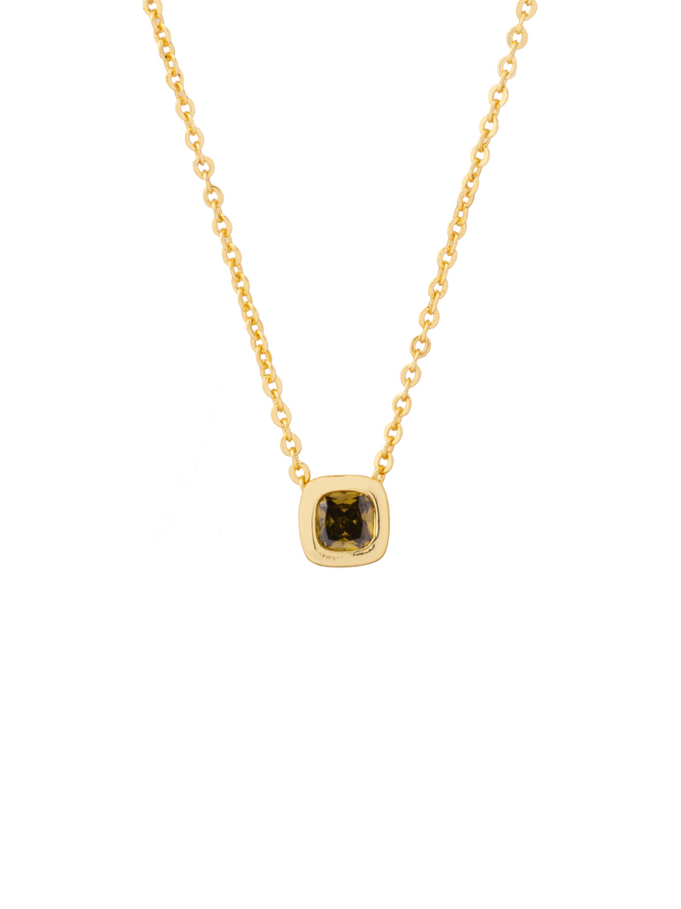 Collar Birthstone Cuadrado Dorado