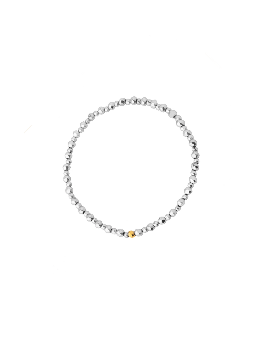 Pulsera Bolitas Plateadas Con Bolita Dorada