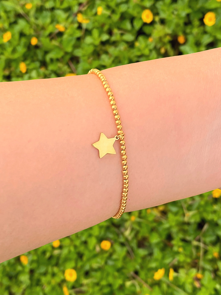 Pulsera Bolitas Con Dije Estrella