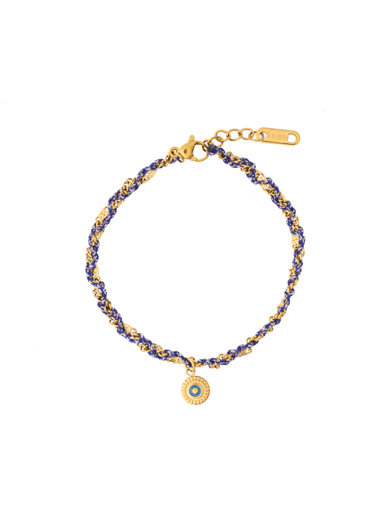 Pulsera Cordon Azul Enlazado Con Dije