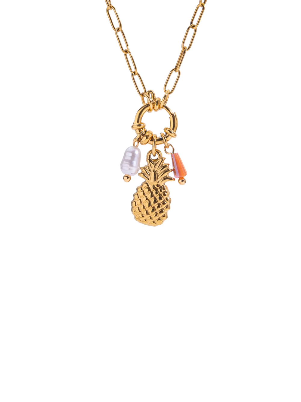 Collar Broche Timon Con Dijes Piña y Perla