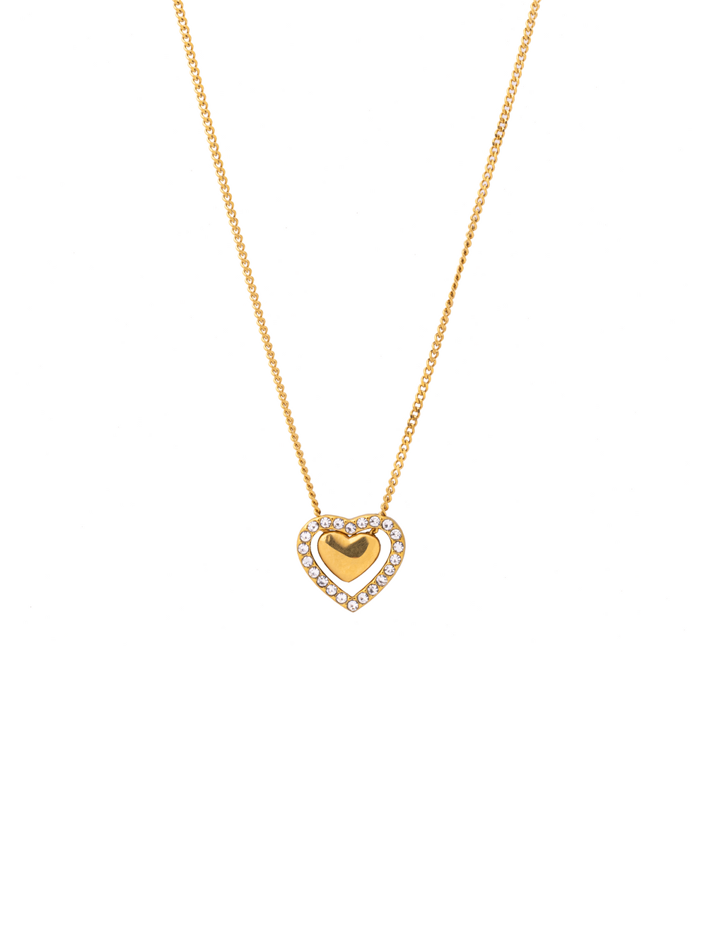 Collar Con Dije Corazon Contorno Zirconias