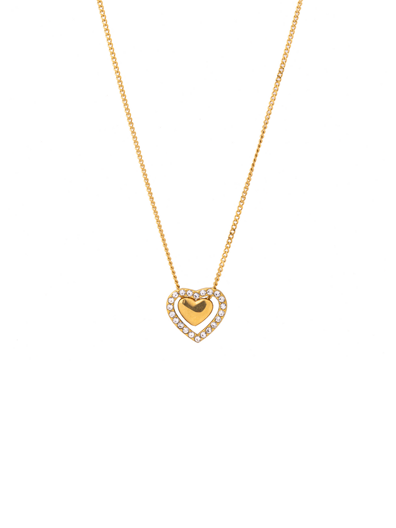 Collar Con Dije Corazon Contorno Zirconias