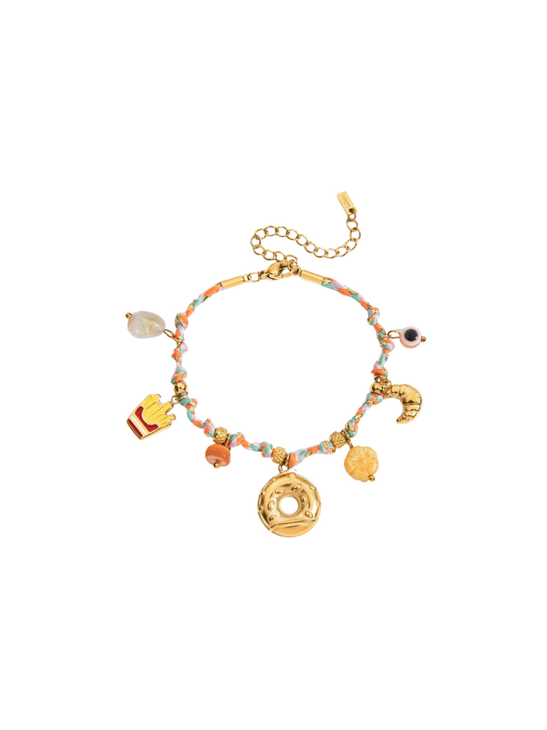 Pulsera Con Dijes Comida Dona y Papas