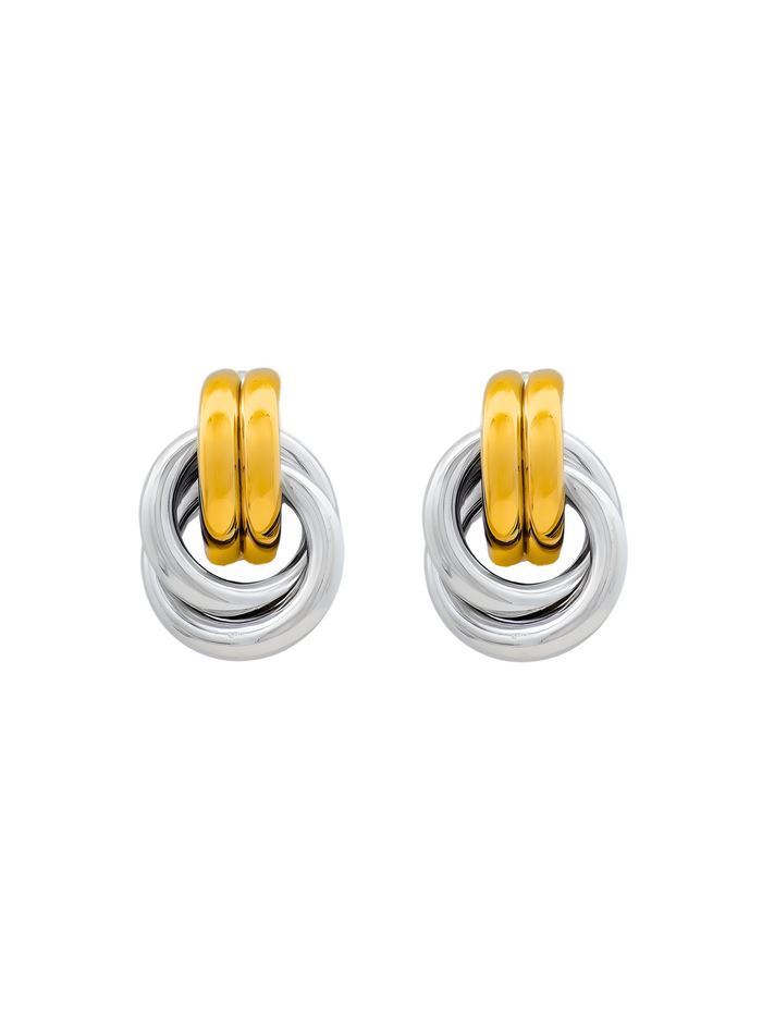 Par Arete Doble Linea y Circulo Enlazado