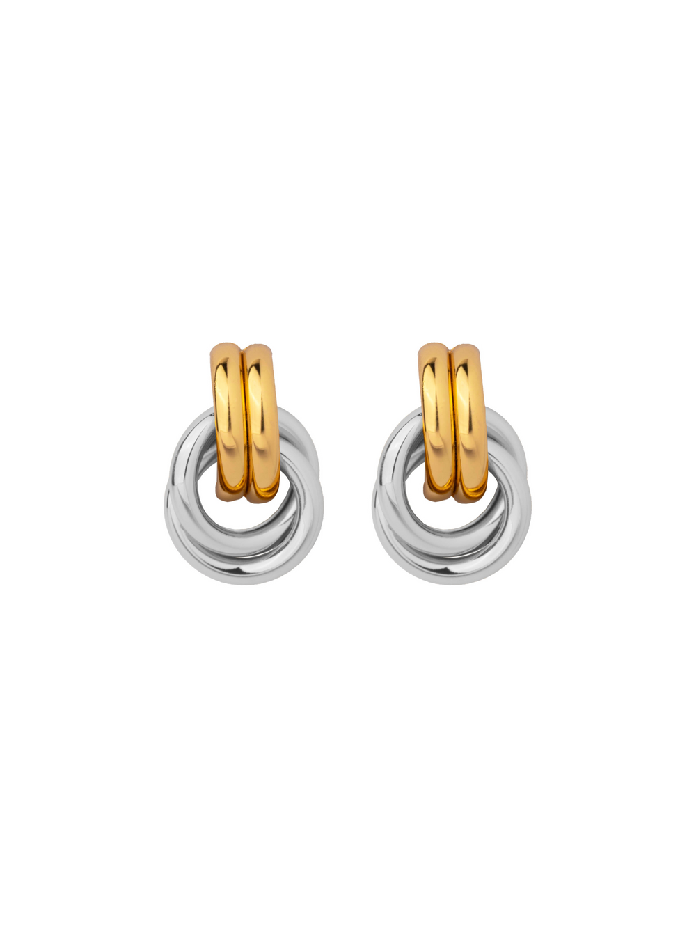 Par Arete Doble Linea y Circulo Enlazado