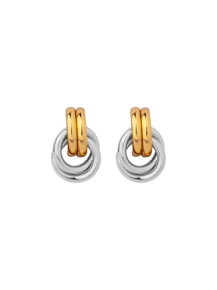 Par Arete Doble Linea y Circulo Enlazado