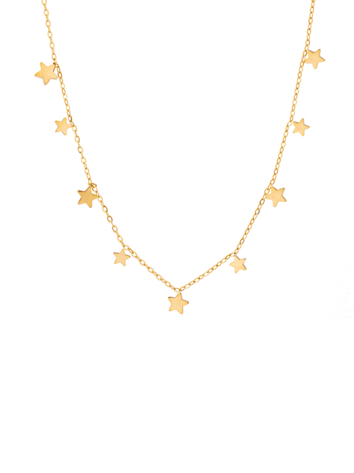 Collar Con Dijes Estrellas Lisas
