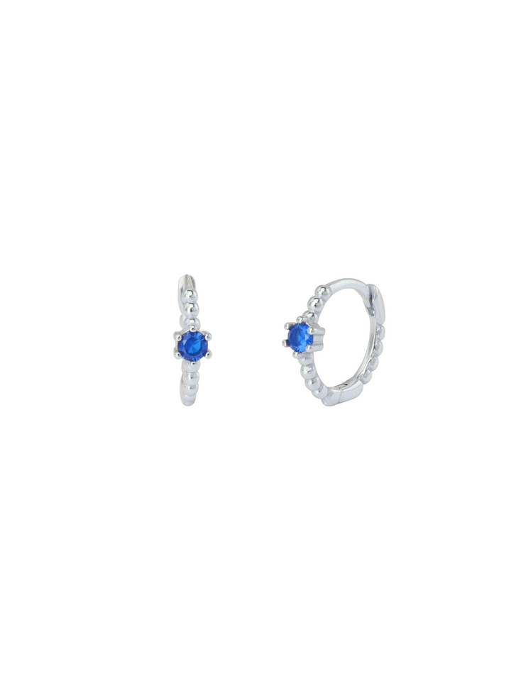 Arracada Bolitas Con Zirconia Azul