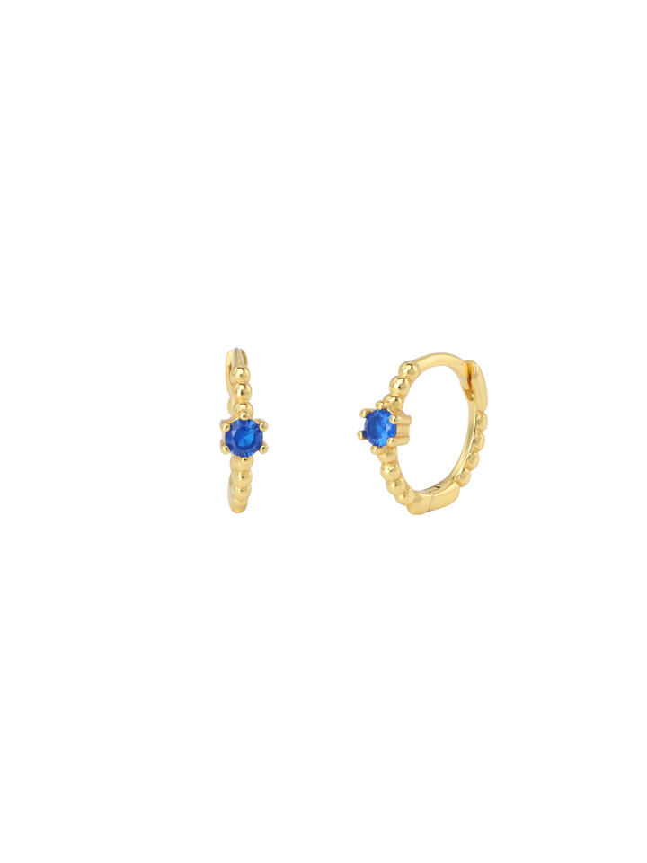 Arracada Bolitas Con Zirconia Azul