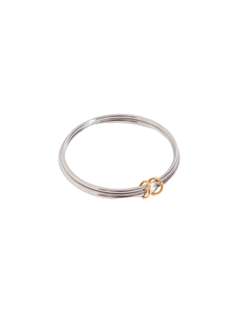 Brazalete Cerrado Doble Plateado