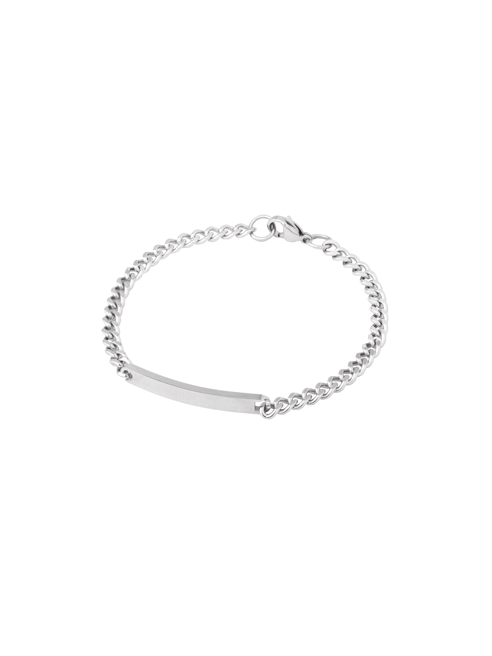 Pulsera Eslabon Barbado Con Placa