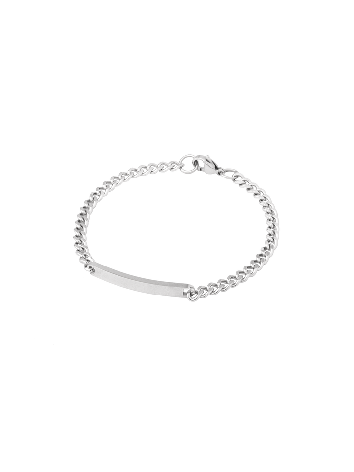 Pulsera Eslabon Barbado Con Placa