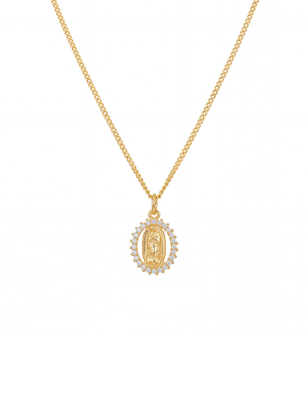 Collar Virgen Con Contorno Zirconias