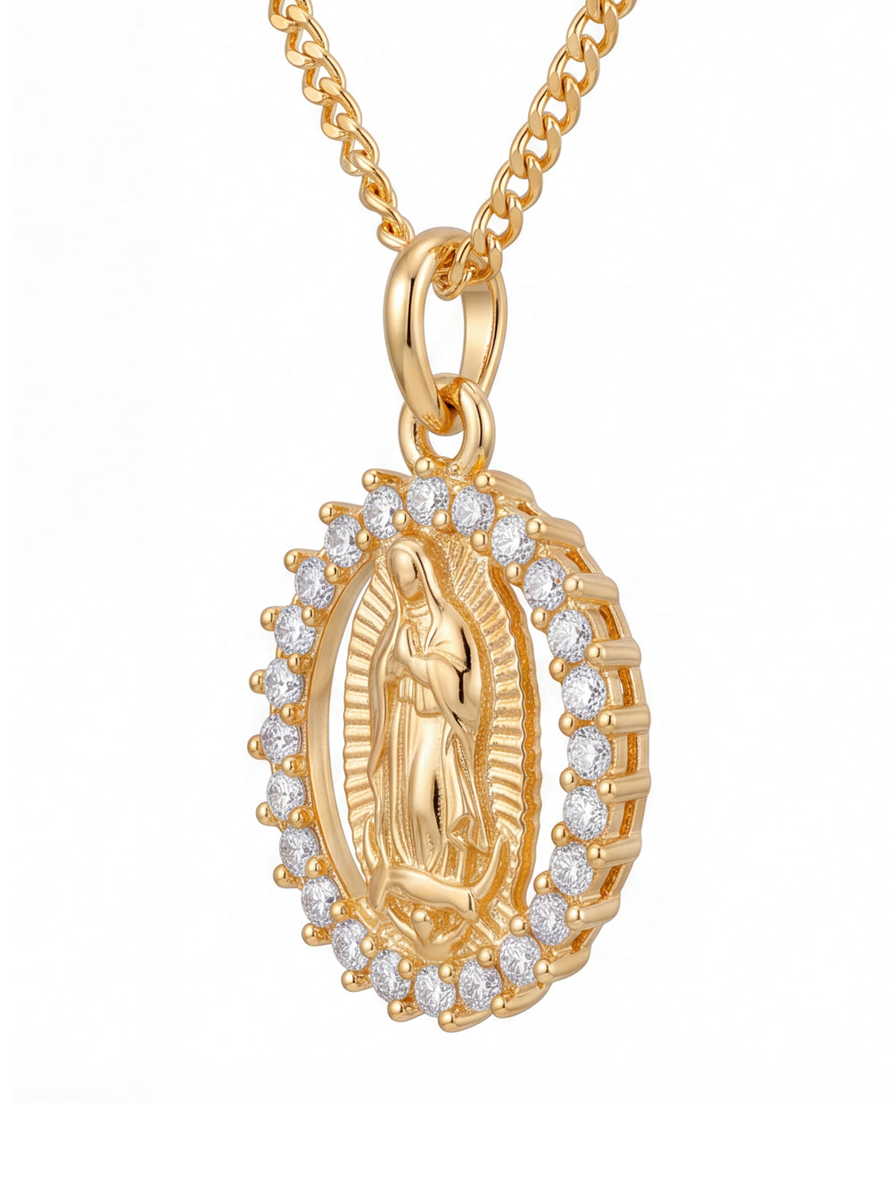 Collar Virgen Con Contorno Zirconias