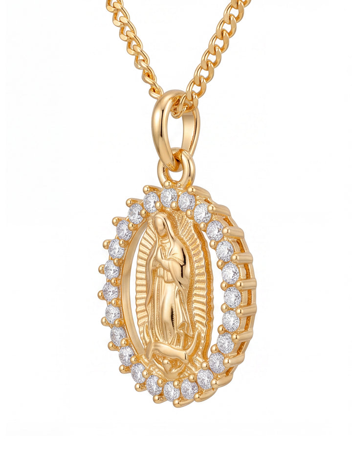 Collar Virgen Con Contorno Zirconias