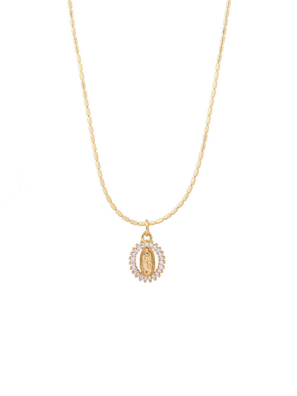 Collar Virgen Con Contorno Zirconias
